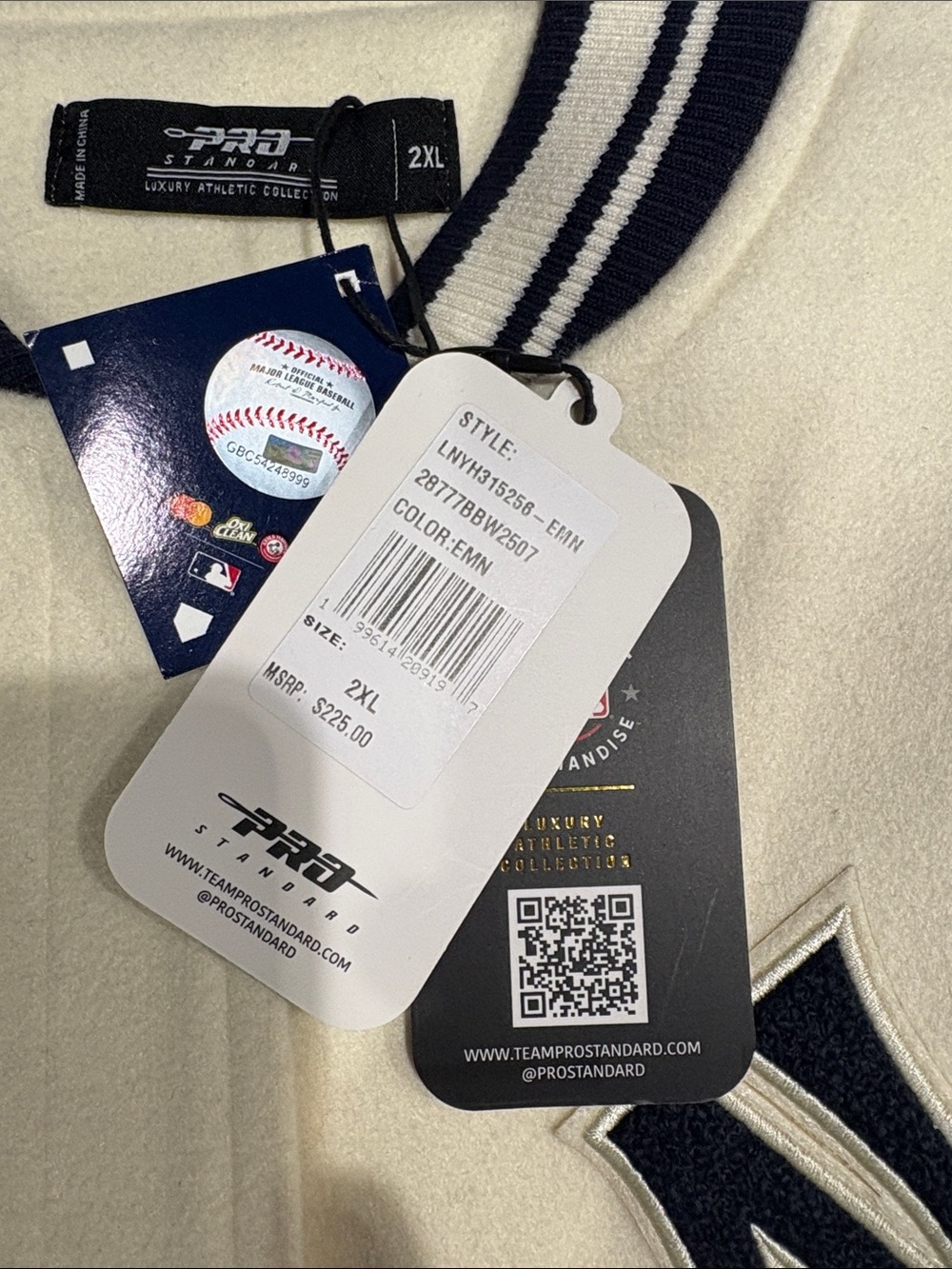 Two-Tone Wool Varsity Jacket - Navy & Cream - Picture 2 of 4